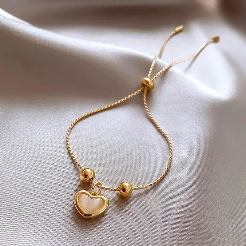 Vergoldetes Opale Pfirsich Herz Bracelet