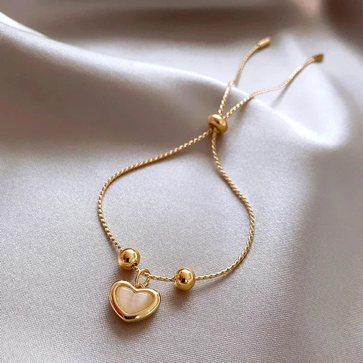 Vergoldetes Opale Pfirsich Herz Bracelet
