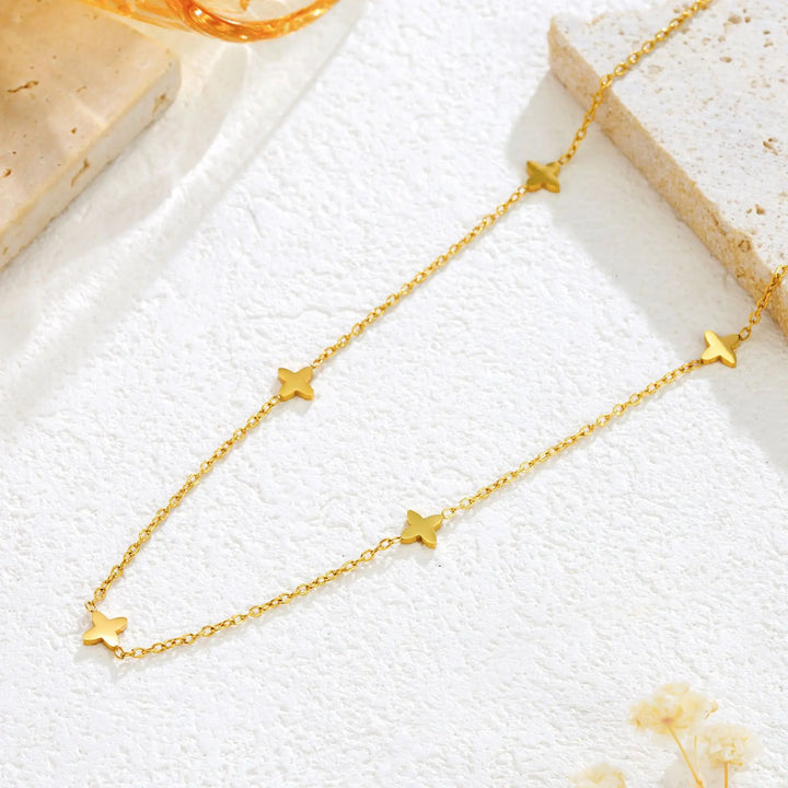 Goldfarbene Stern Charm Halskette