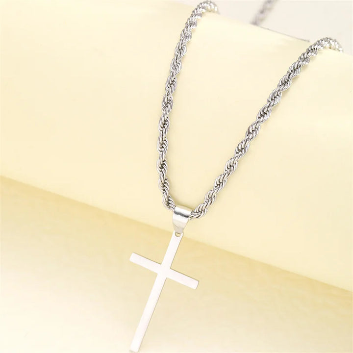 Unisex Goldfarbene Kreuz Halskette