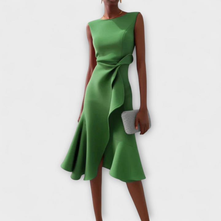 Anmutiges Midi-Kleid für Hochzeitsgäste in Grün