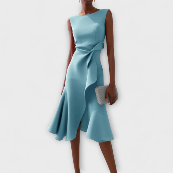 Anmutiges Midi-Kleid für Hochzeitsgäste in Hellblau
