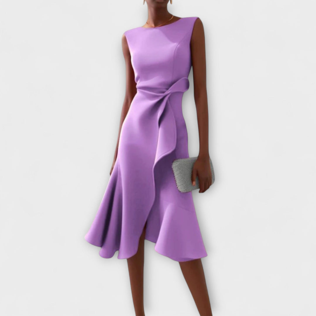 Anmutiges Midi-Kleid für Hochzeitsgäste in Lila