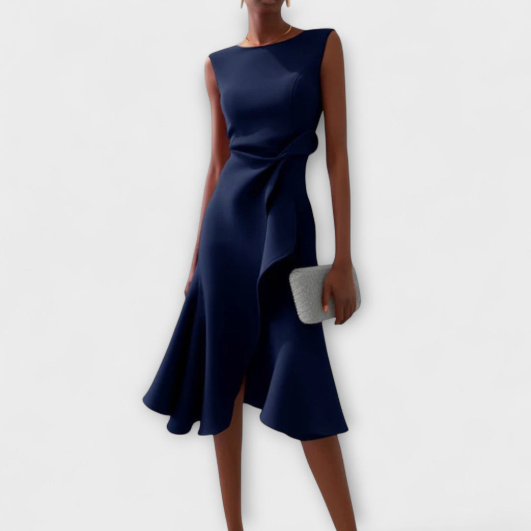 Anmutiges Midi-Kleid für Hochzeitsgäste in Marineblau