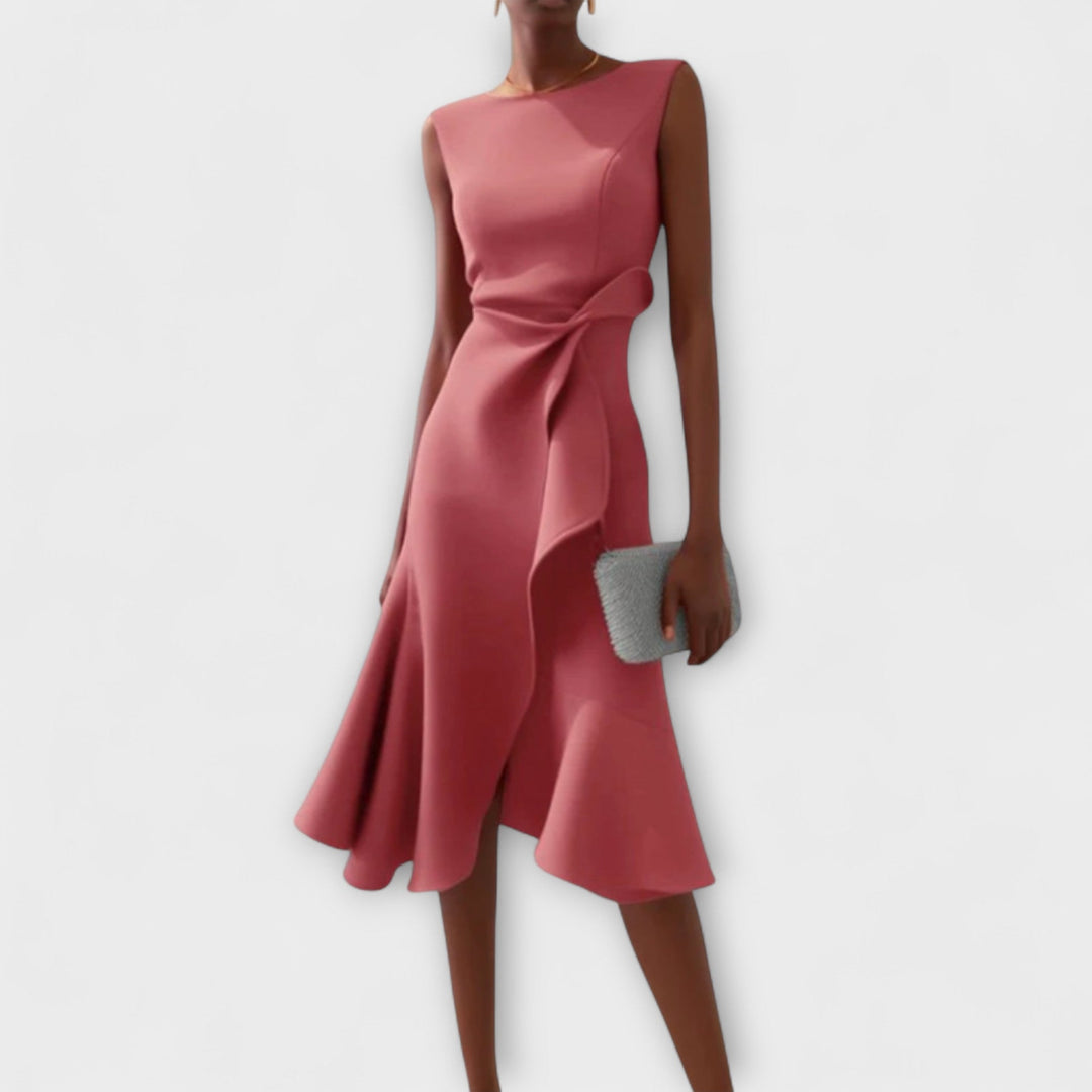 Anmutiges Midi-Kleid für Hochzeitsgäste in Rosa