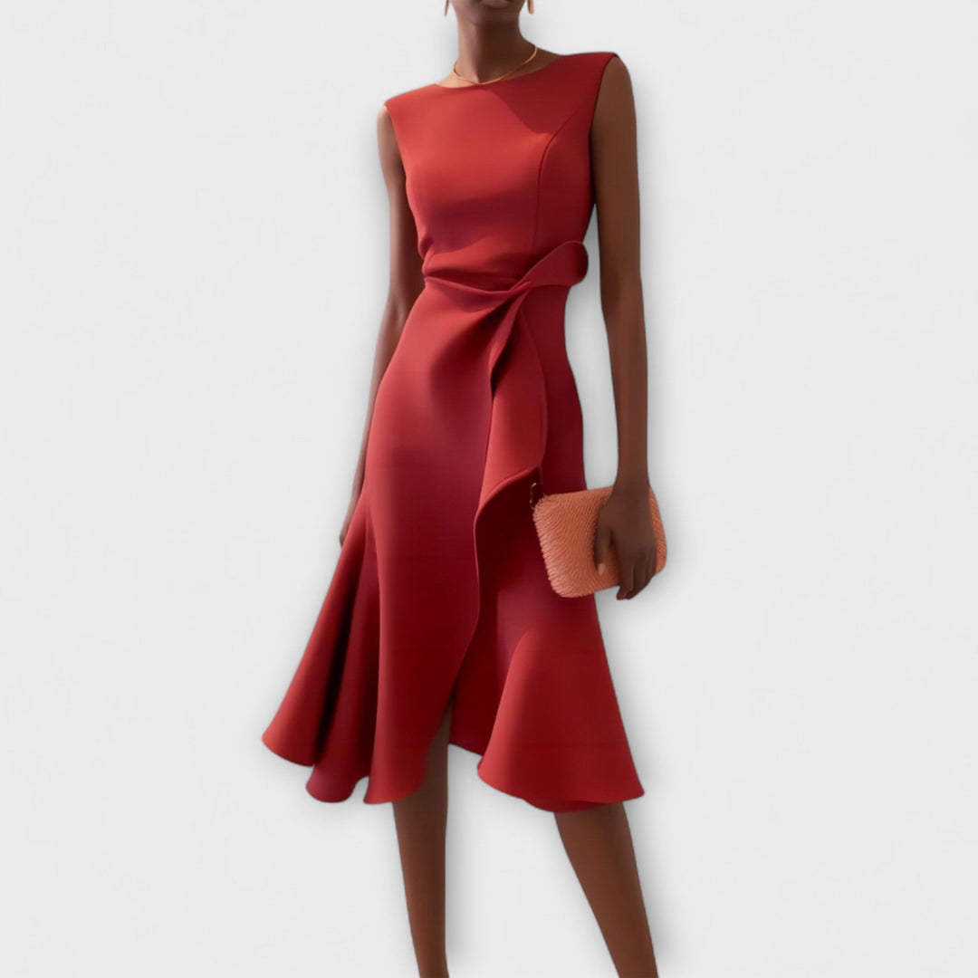 Anmutiges Midi-Kleid für Hochzeitsgäste in Rot