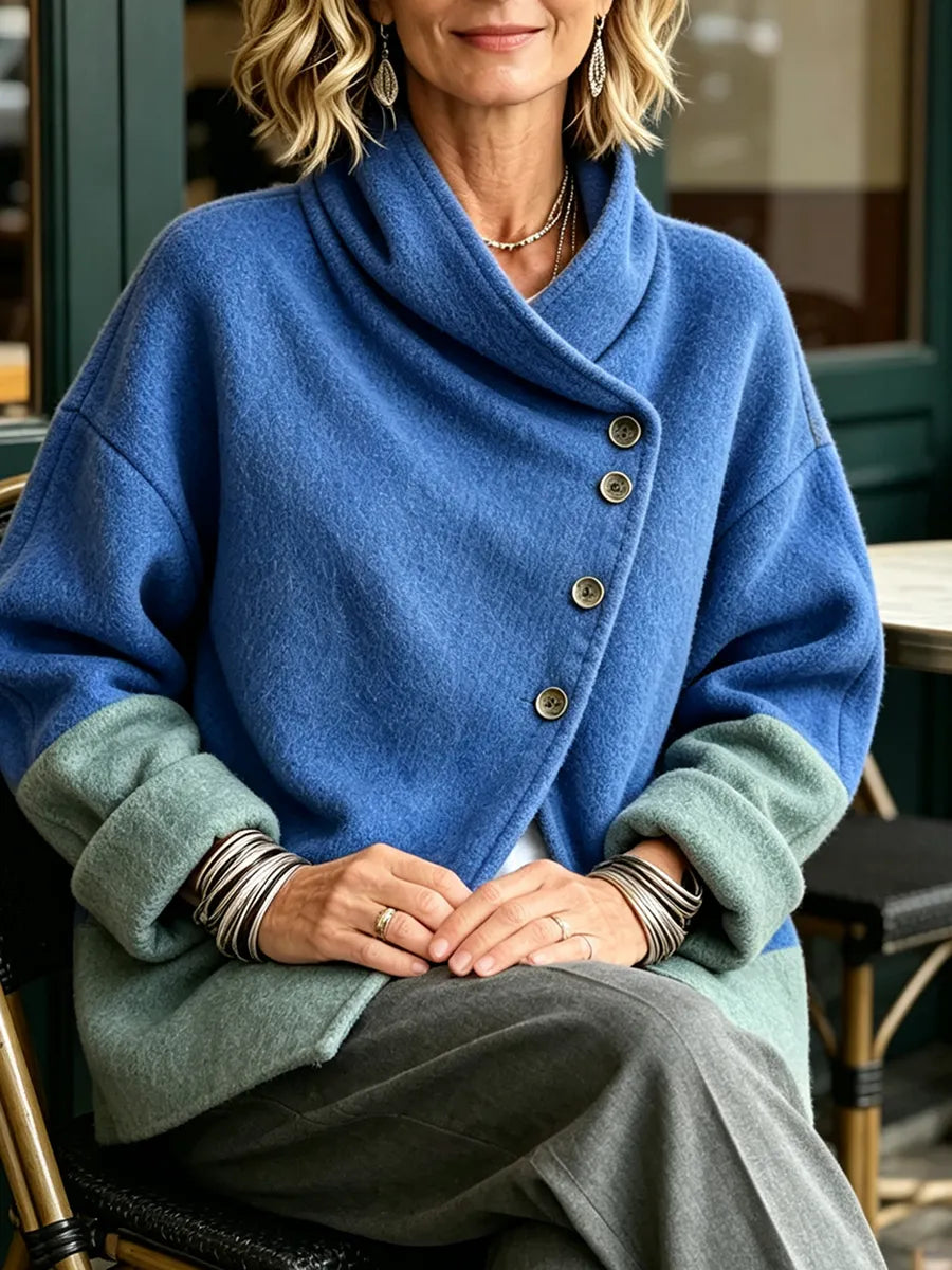 Asymmetrische Damen Strickjacke aus Wollmix (5)