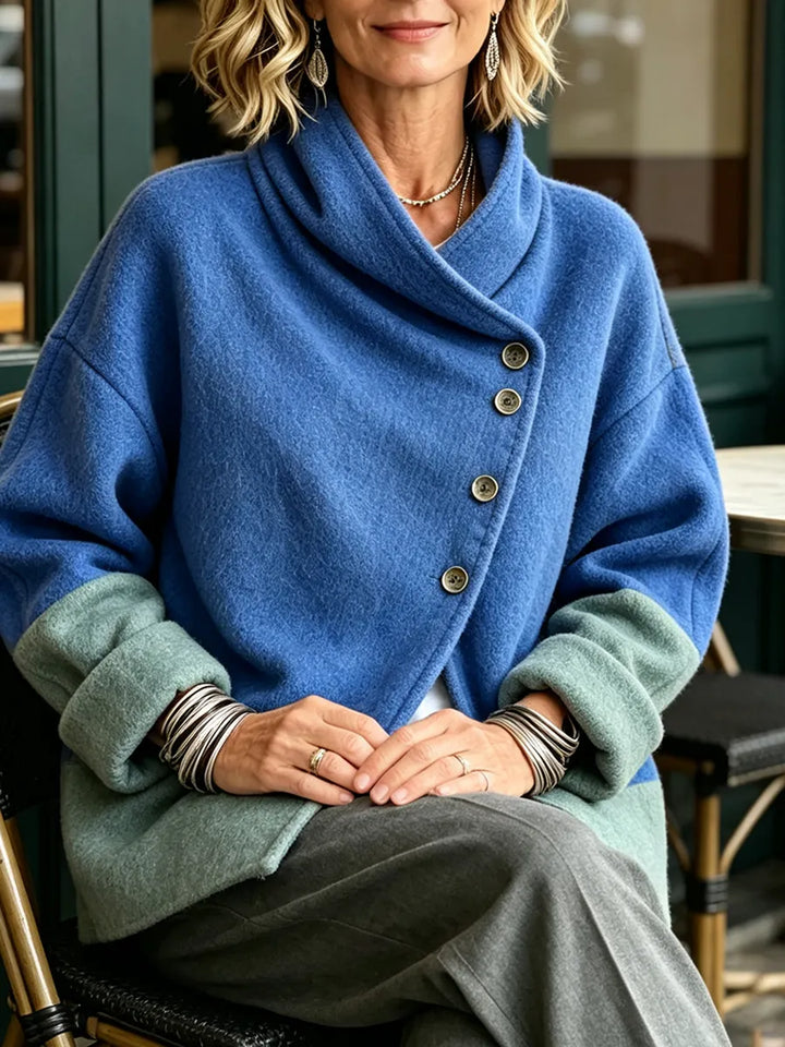 Asymmetrische Damen Strickjacke aus Wollmix (5)