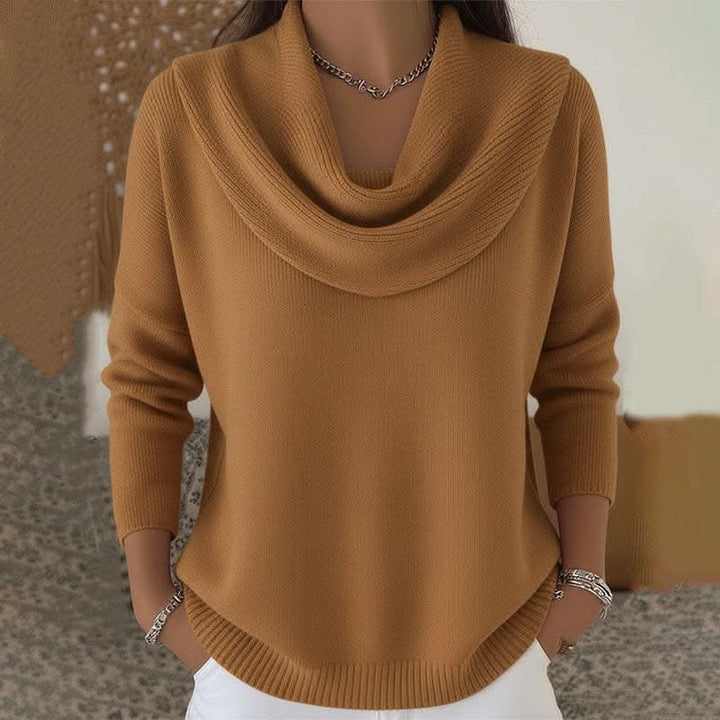 Baumwoll-Strickjacke für Damen mit Kuhkragen in Braun