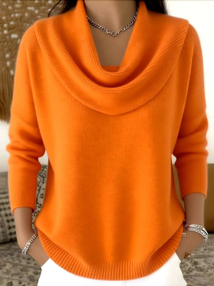 Baumwoll-Strickjacke für Damen mit Kuhkragen in Orange