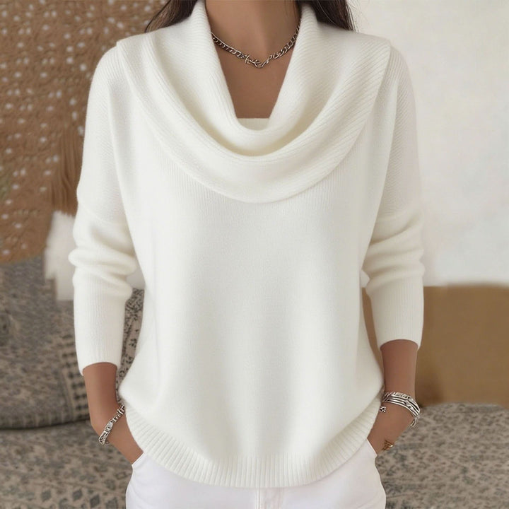 Baumwoll-Strickjacke für Damen mit Kuhkragen in Weiß