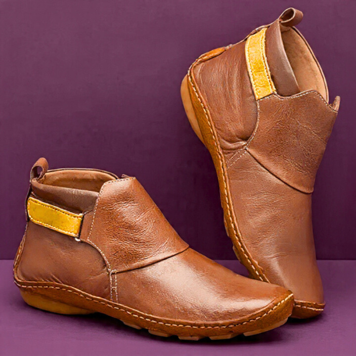 Bequeme Damen Stiefeletten im Vintage-Stil in Braun