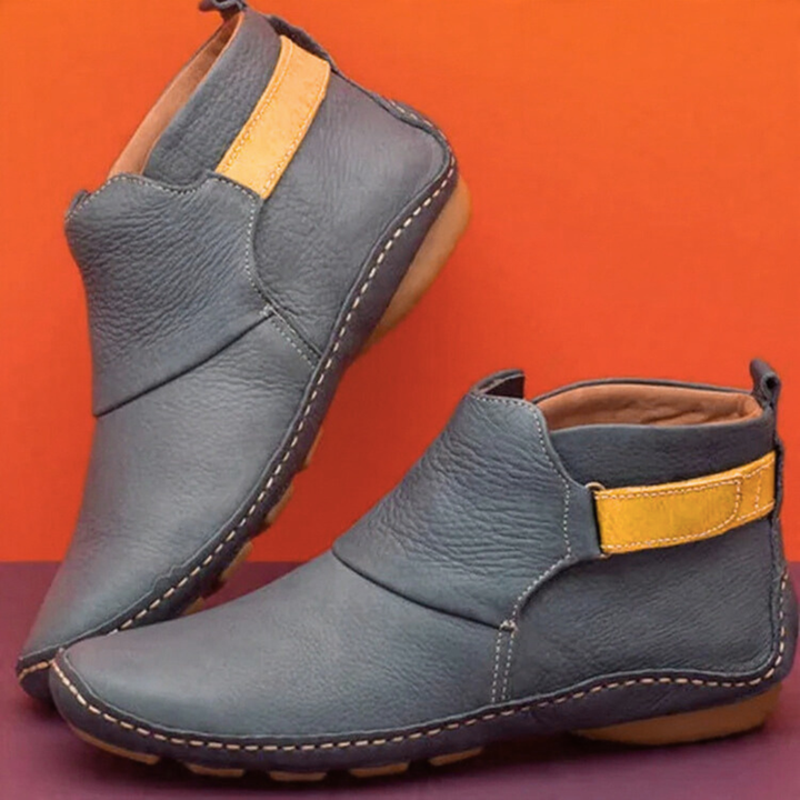 Bequeme Damen Stiefeletten im Vintage-Stil in Grau