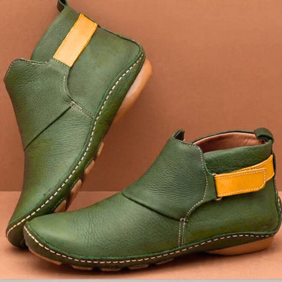 Bequeme Damen Stiefeletten im Vintage-Stil in Grün
