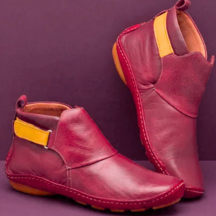 Bequeme Damen Stiefeletten im Vintage-Stil in Rot