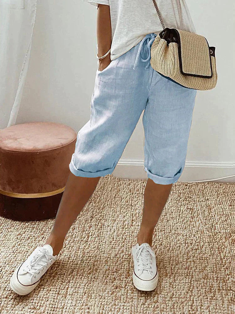 Bequeme Kordelzug-Shorts in Blau