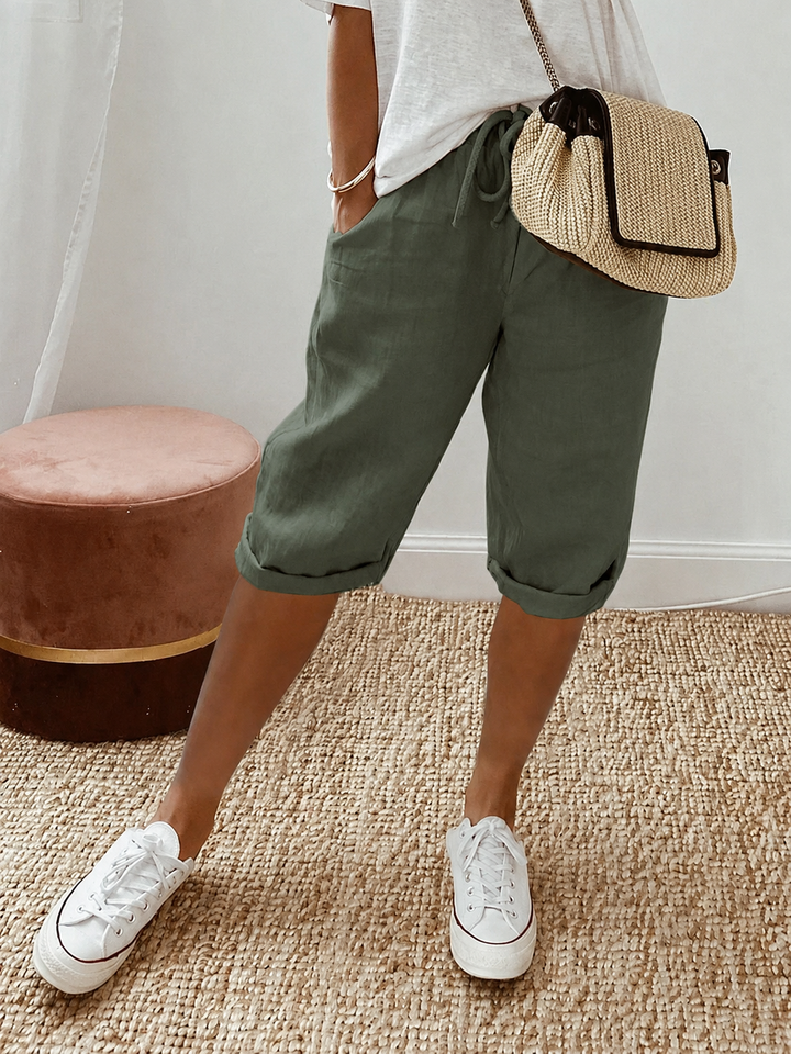 Bequeme Kordelzug-Shorts in Grün