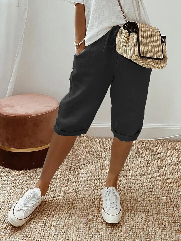 Bequeme Kordelzug-Shorts in Schwarz