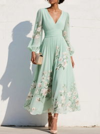 Maja | Blumiges Hochzeitsgast-Midi-Kleid für den Herbst