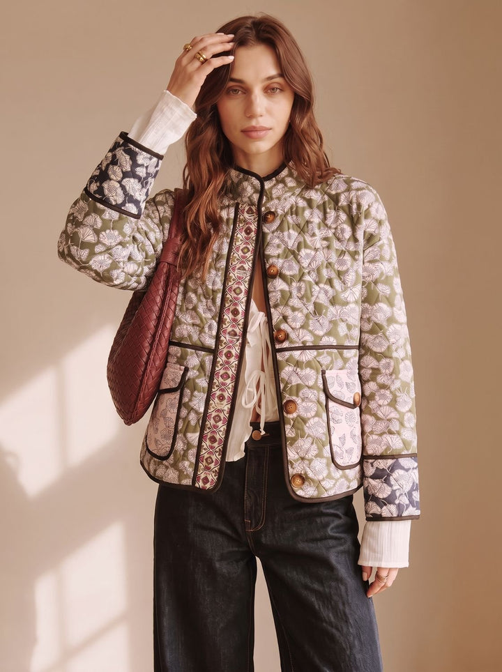 Boho Damen Winterjacke mit Blumen-Patchwork (2)