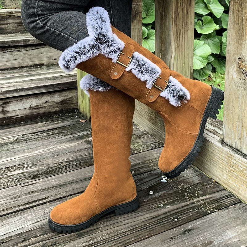 Braune Stiefeletten Damen mit Plüschfütterung in Hellbraun