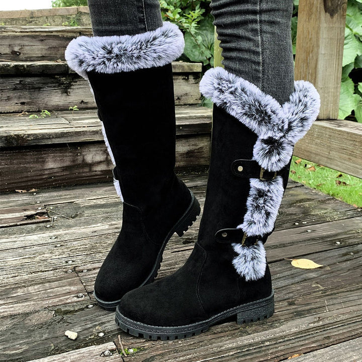 Braune Stiefeletten Damen mit Plüschfütterung in Schwarz