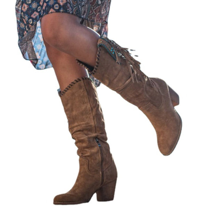 Braune Stiefeletten für Damen im Western-Stil (5)