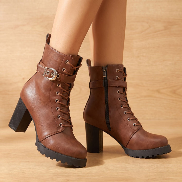 Combat-Stiefeletten Damen mit Blockabsatz für den Winter (8)