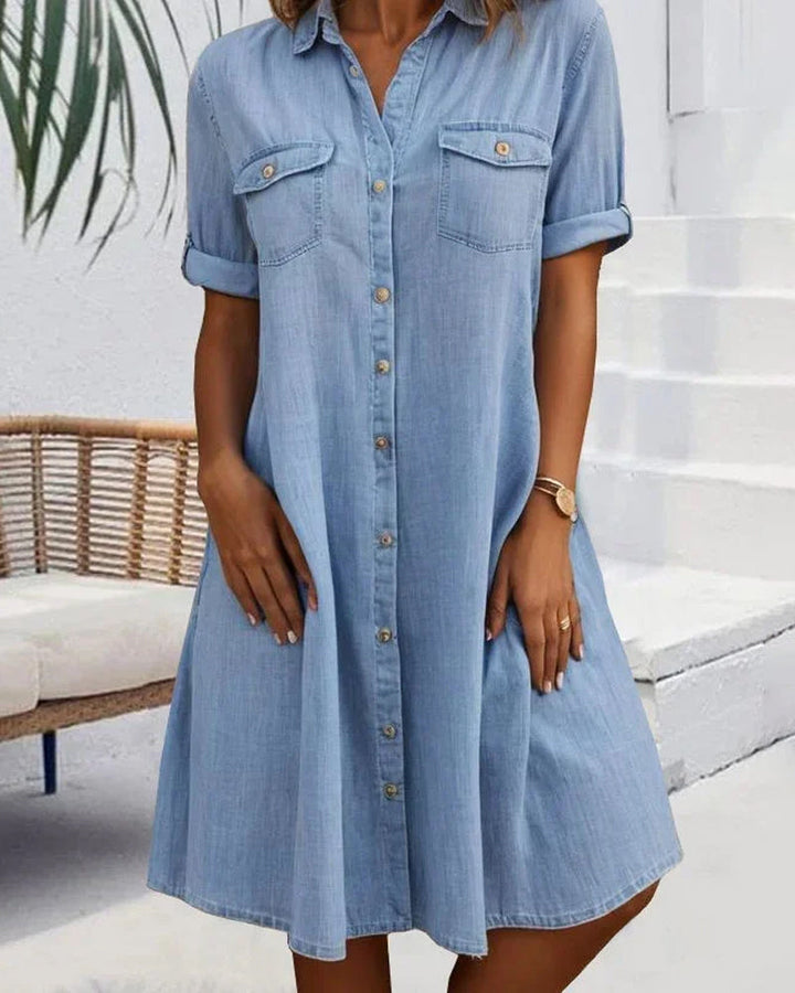 Damen A-Linien-Midikleid für Hochzeitsgäste im Sommer in Blau 2