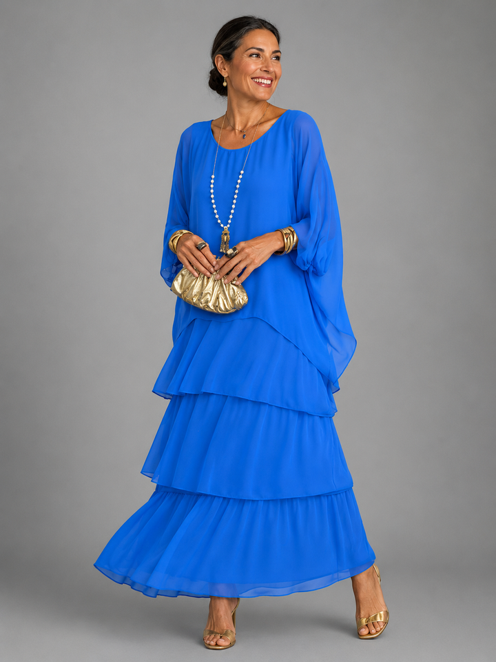 Damen Abendkleid Lang für elegante Herbstabende in Blau