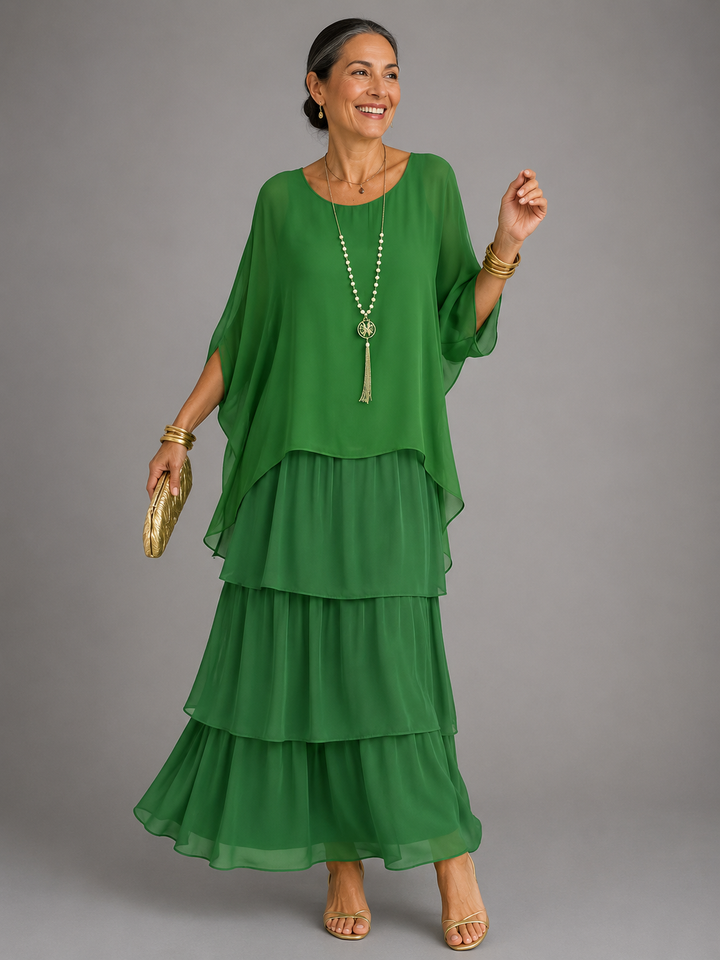 Damen Abendkleid Lang für elegante Herbstabende in Hellgrün