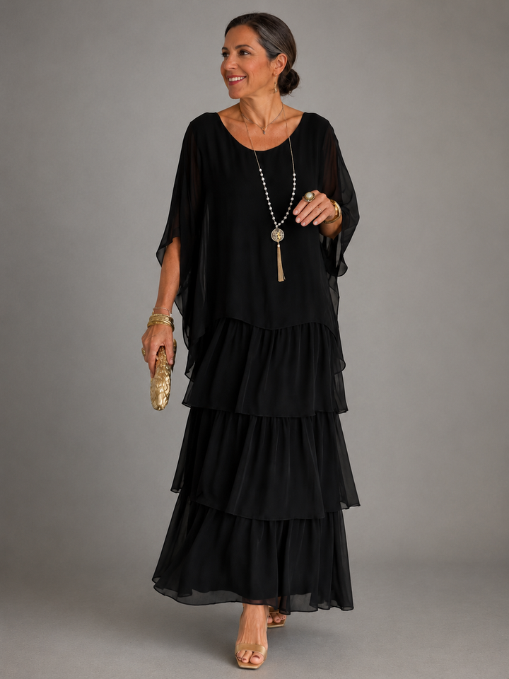 Damen Abendkleid Lang für elegante Herbstabende in Schwarz