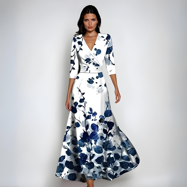 Damen Abendkleid lang mit Blumenmuster (2)