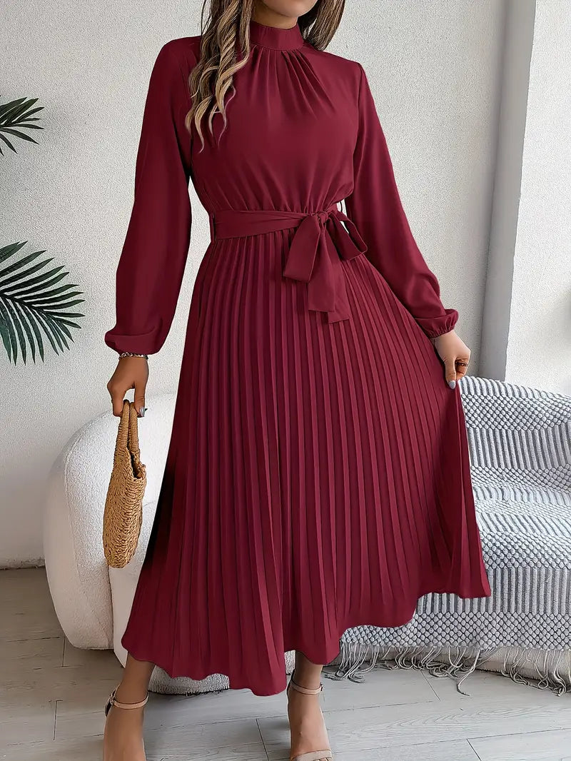 Damen Abendkleid lang mit Plissees für Hochzeiten in Bordeaux