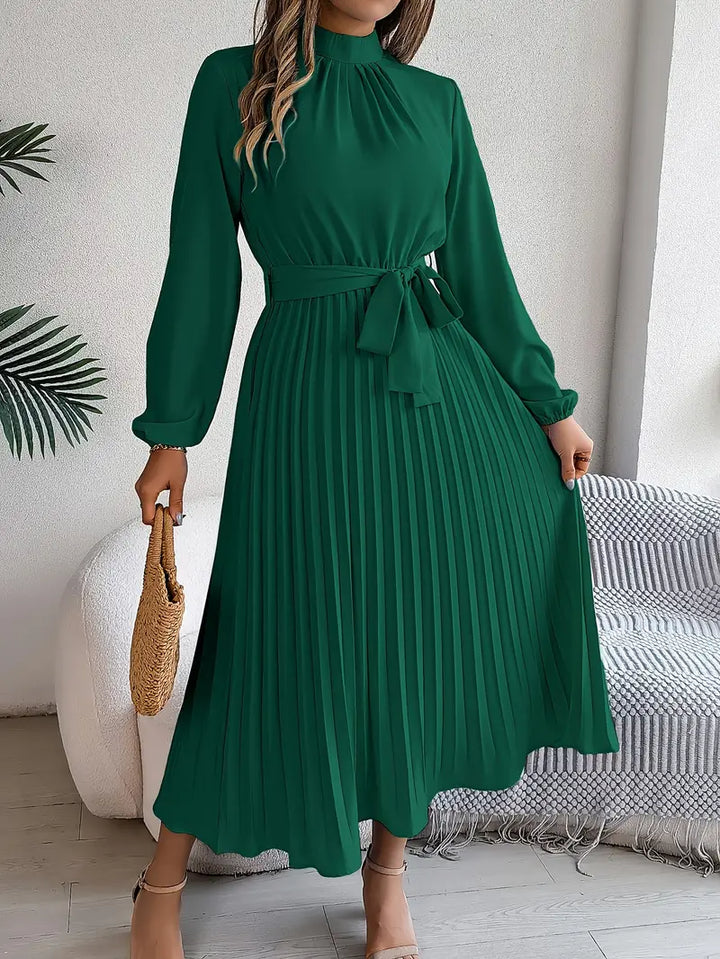 Damen Abendkleid lang mit Plissees für Hochzeiten in Grün