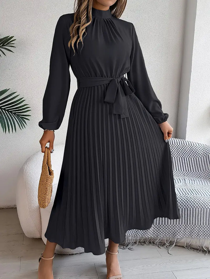 Damen Abendkleid lang mit Plissees für Hochzeiten in Schwarz