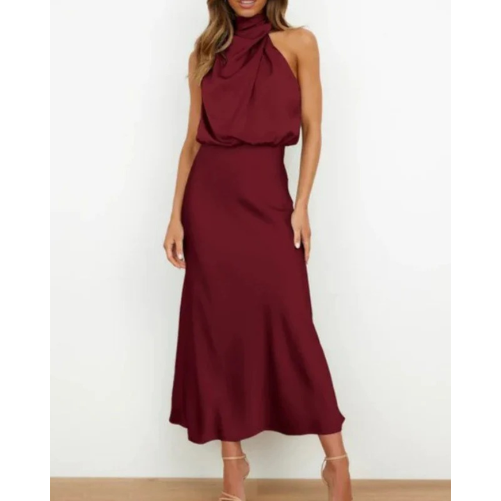 Damen Abendkleid Midi für festliche Anlässe in Burgund