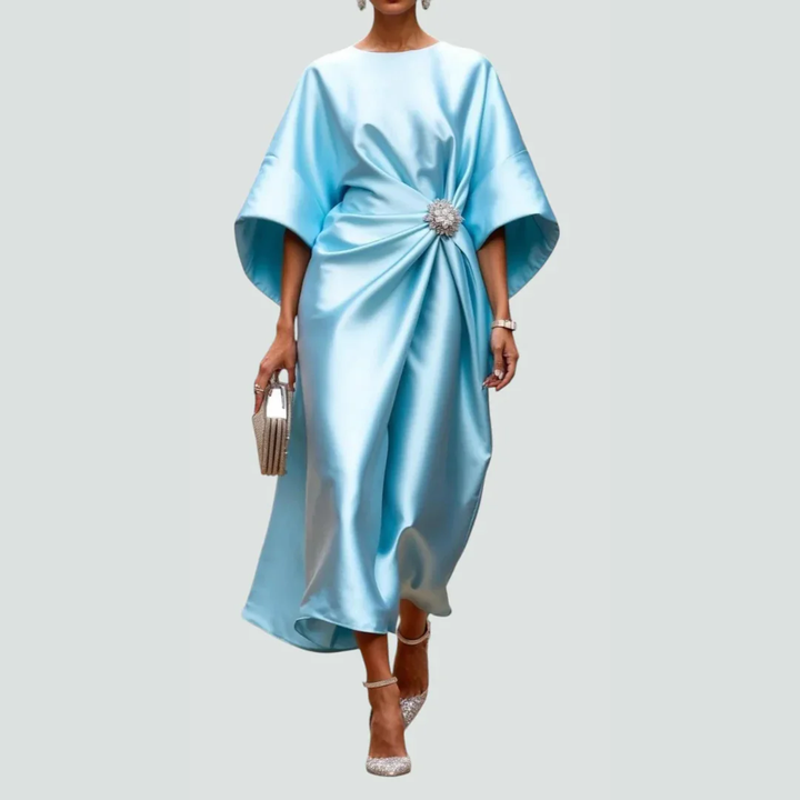 Damen Abendkleid Midi für Hochzeitsgäste in Hellblau