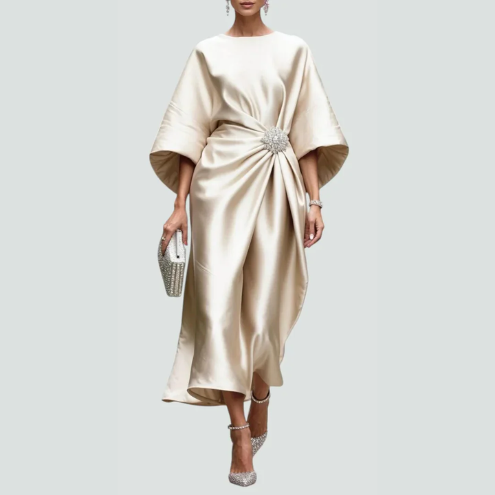 Damen Abendkleid Midi für Hochzeitsgäste in Khaki