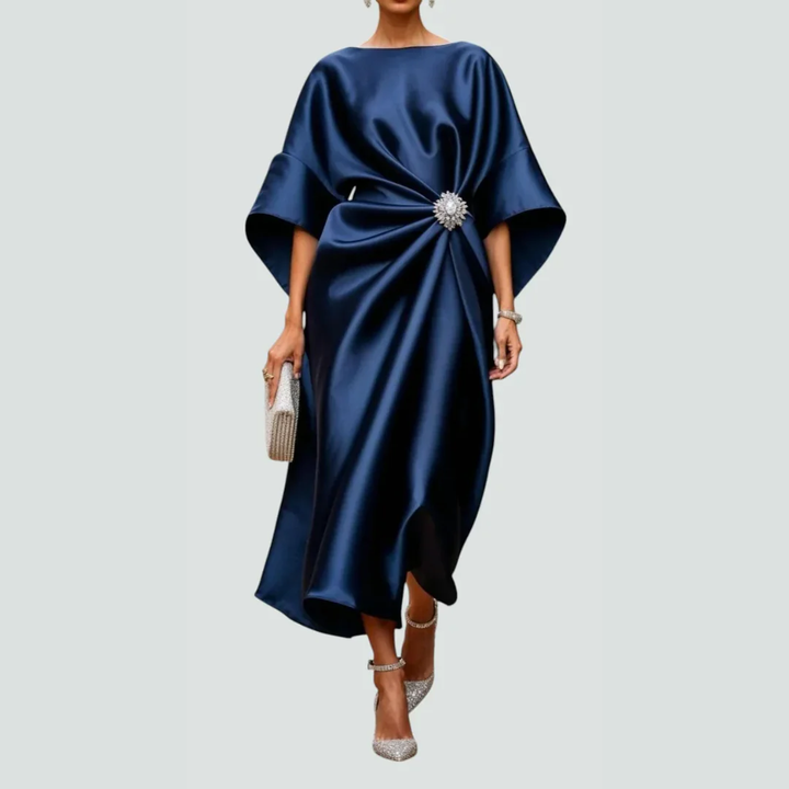 Damen Abendkleid Midi für Hochzeitsgäste in Marineblau