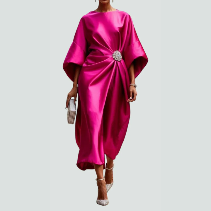 Damen Abendkleid Midi für Hochzeitsgäste in Rosa