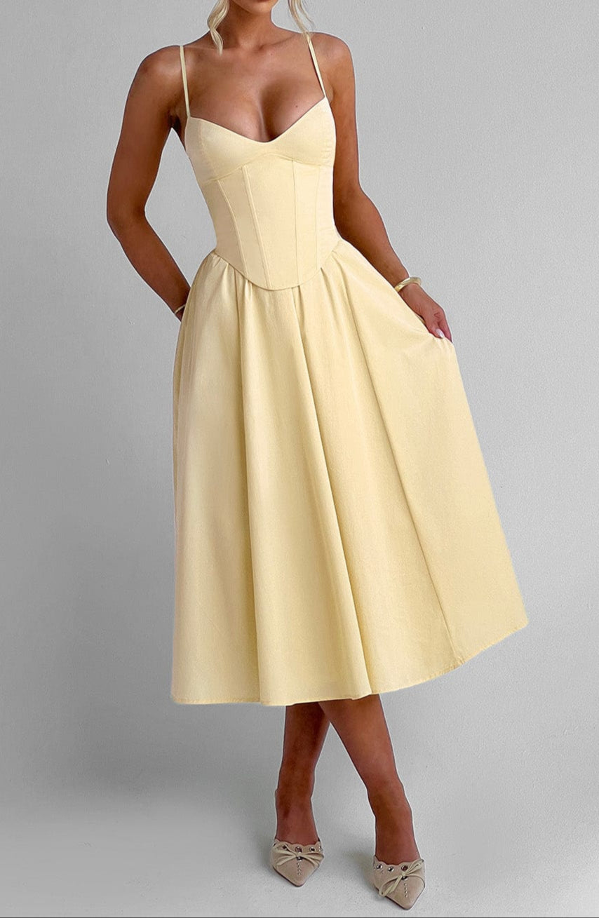 Damen Abendkleid Midi mit strukturiertem Korsett (2)