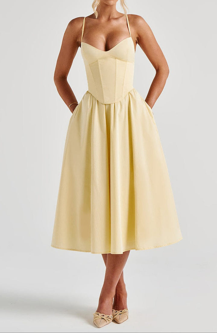 Damen Abendkleid Midi mit strukturiertem Korsett (5)