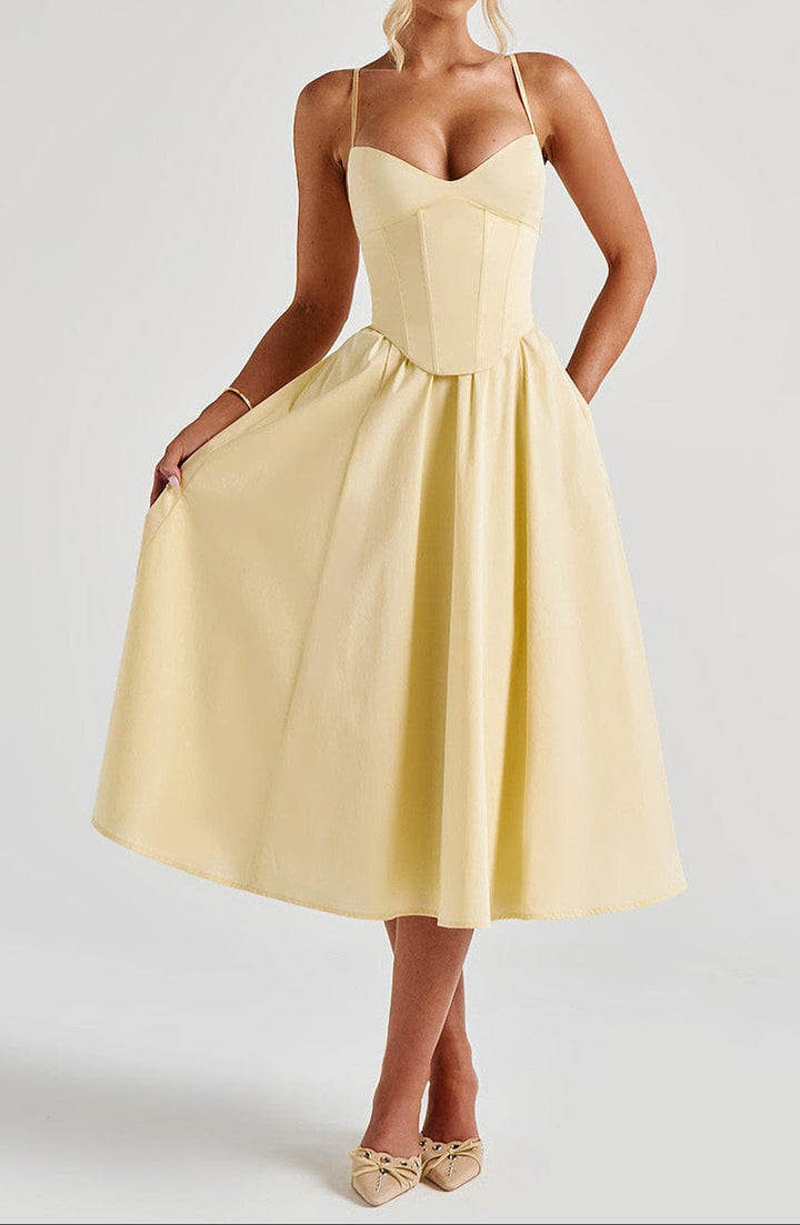 Damen Abendkleid Midi mit strukturiertem Korsett (6)