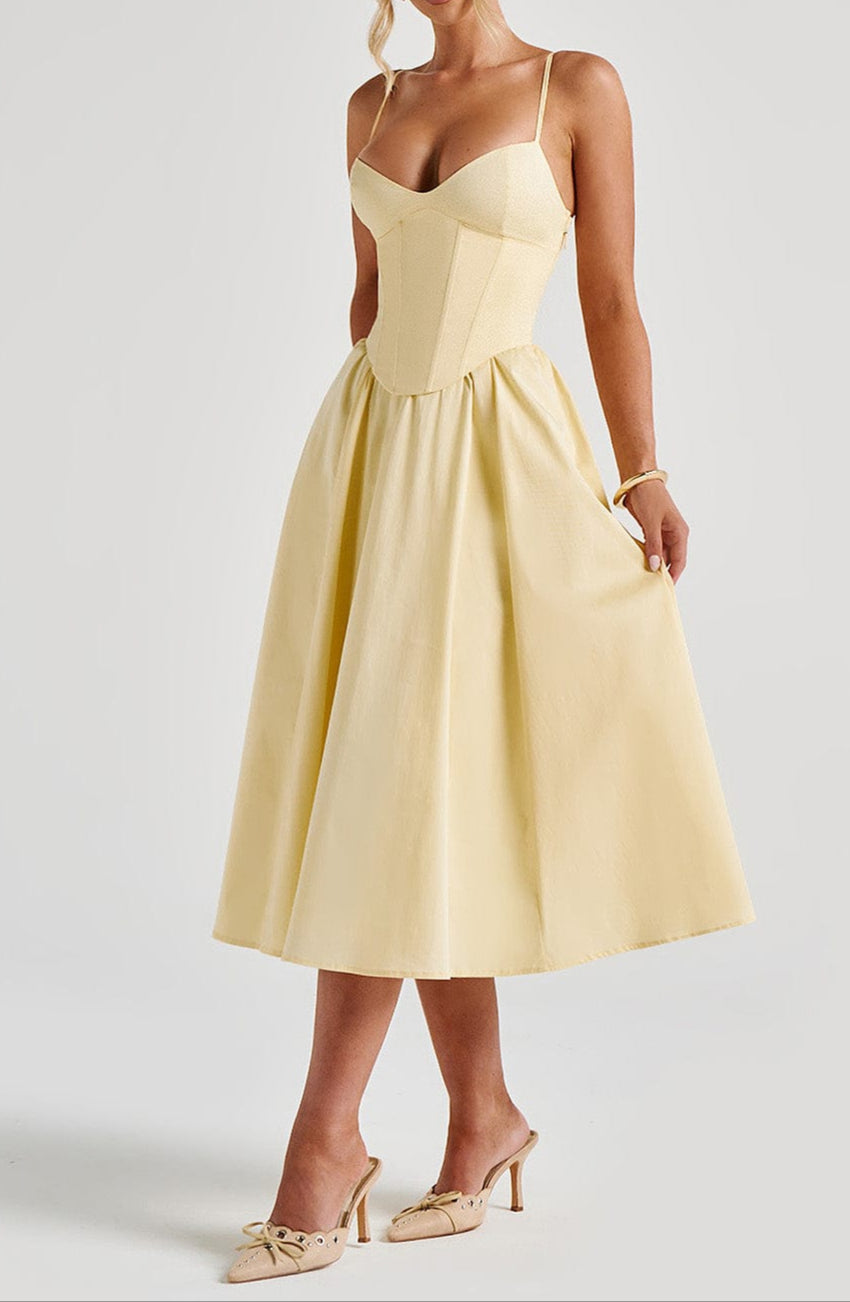 Damen Abendkleid Midi mit strukturiertem Korsett (7)