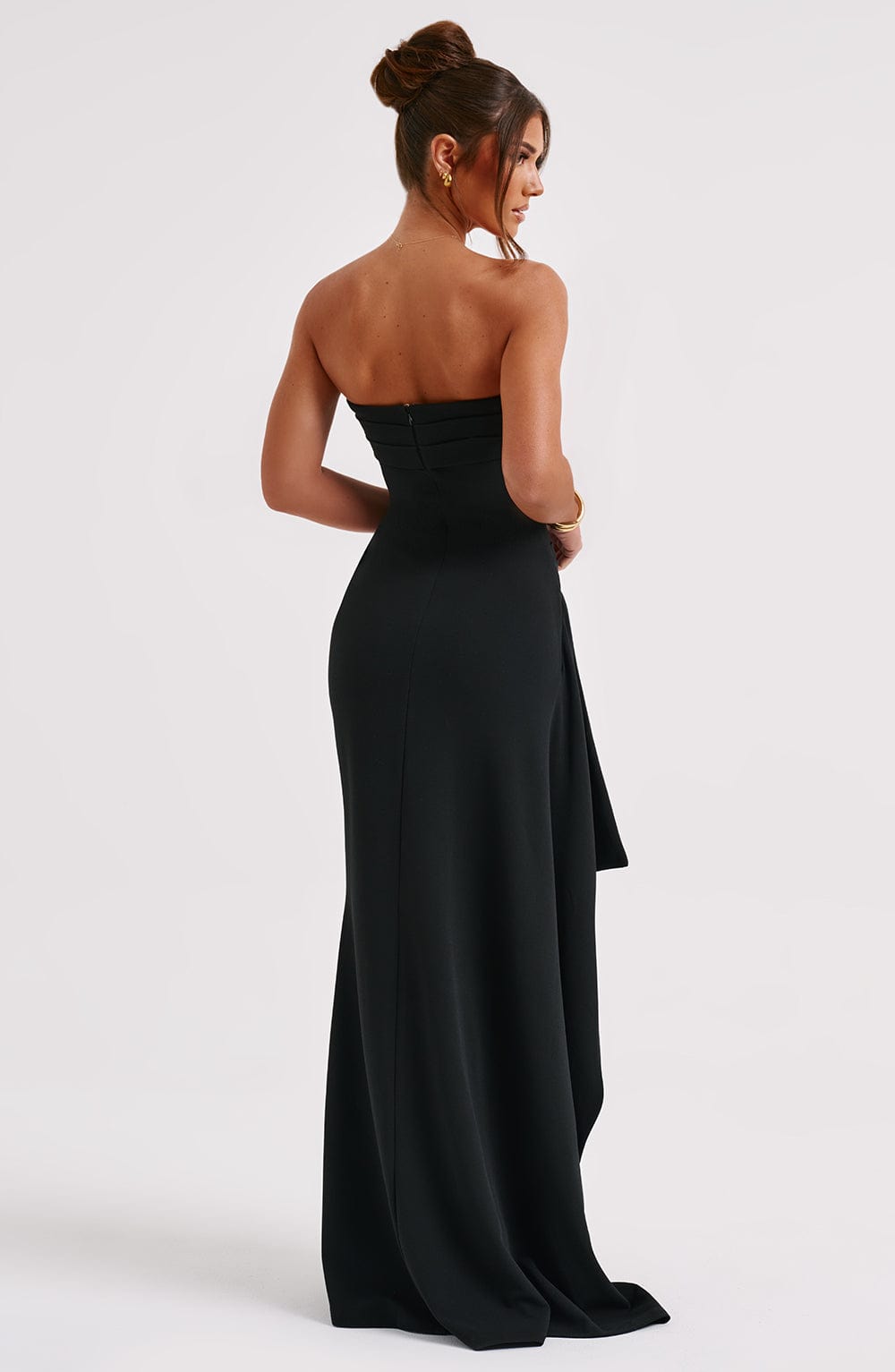 Damen Abendkleid Trägerlos Maxi mit Schlitz (2)