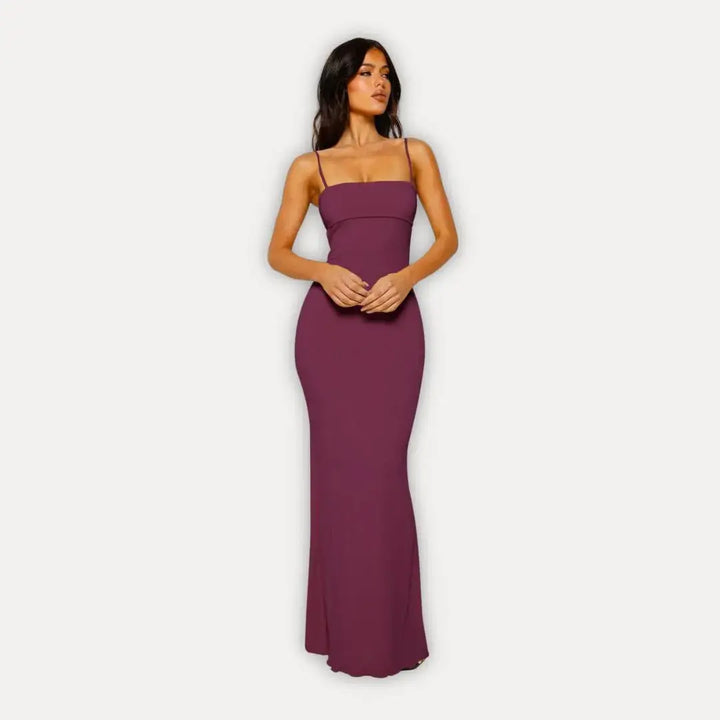 Damen ärmelloses Abendkleid Maxi mit Rückenausschnitt in Lila