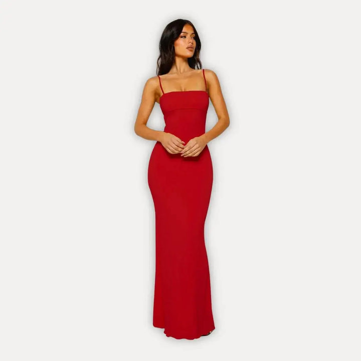 Damen ärmelloses Abendkleid Maxi mit Rückenausschnitt in Rot