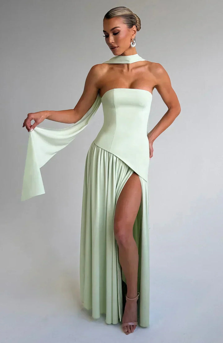 Damen Asymmetrisches Maxi Kleid für in Grün 1