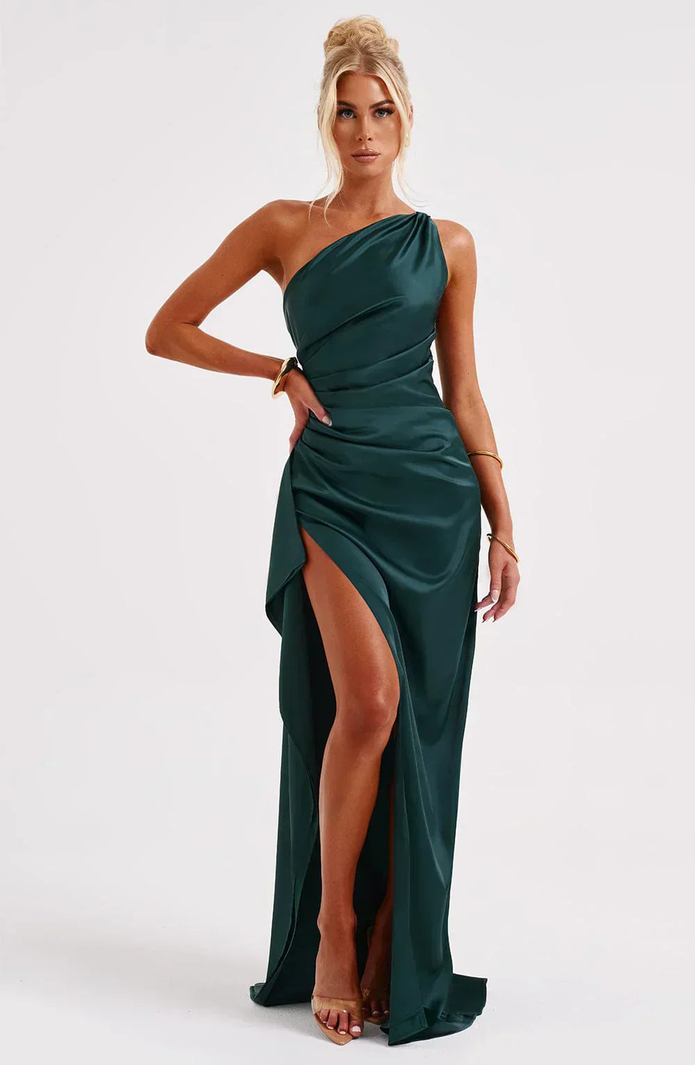 Damen Asymmetrisches Maxikleid für Hochzeitsgäste in Dunkelpetrol